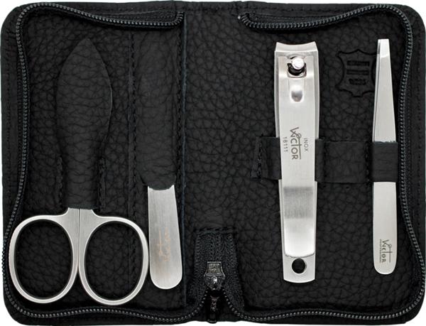 MANICURE SET.REAL LEATHER.PCS 4 STAINLESS STEEL