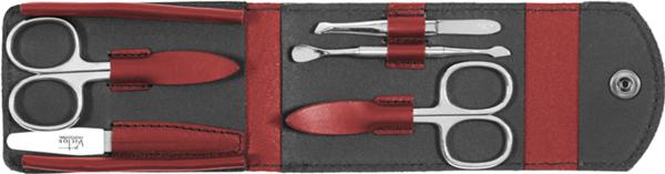 MANICURE SET.REAL LEATHER.PCS 5 NIKEL PLATED