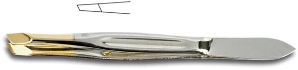 307090 - NICKEL-PLATED TWEEZERS WITH GOLDEN SLANTED TIPS