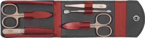 MANICURE SET.REAL LEATHER.PCS 5 STAINLESS STEEL