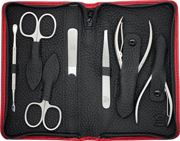 MANICURE SET.REAL LEATHER.PCS 7 STAINLESS STEEL